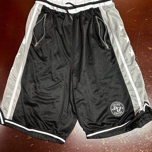 Julius Erving Mens White Black Adjustable Waist Pockets Basketball Shorts Size L